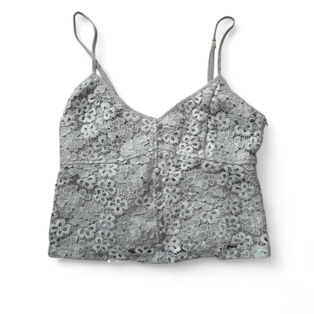 Mi Ami dusty blue floral lace crop blouse top Size XL‎ boho spring festival